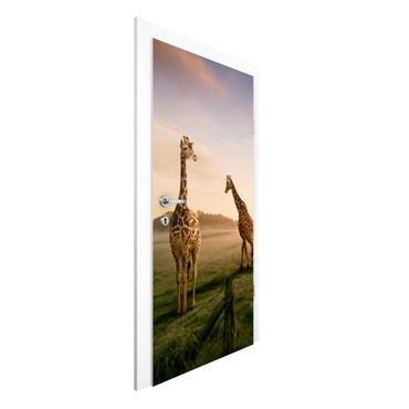 Papel de parede para porta Surreal Giraffes