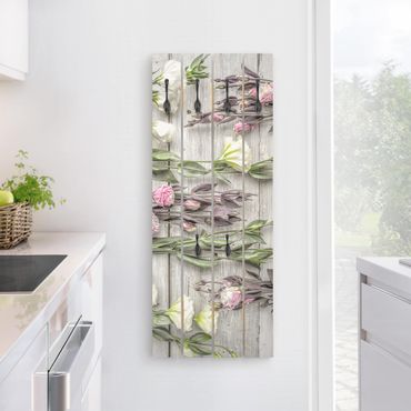 Cabides de parede Shabby Roses On Wood