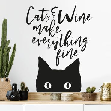Autocolantes de parede Cats And Wine make Everything Fine