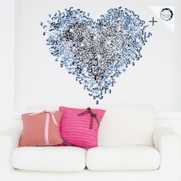 Autocolantes de parede No.421 Diamond Heart + 15 CRYSTALLIZED™ Swarovski-Stones Set