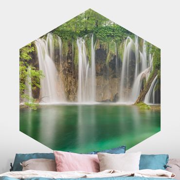 Papel de parede hexagonal Waterfall Plitvice Lakes