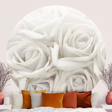 Papel de parede redondo White Roses
