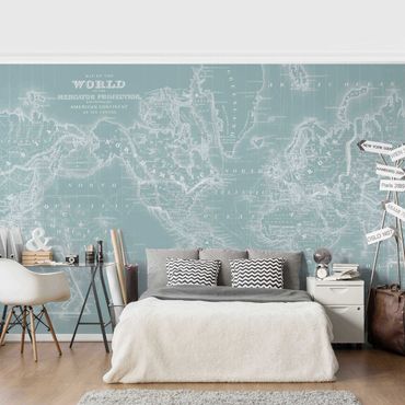 Mural de parede World Map In Ice Blue