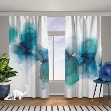 Cortinas Wild Flowers In Blue And Gold