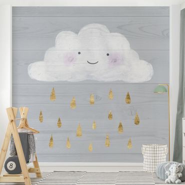 Mural de parede Cloud With Golden Raindrops