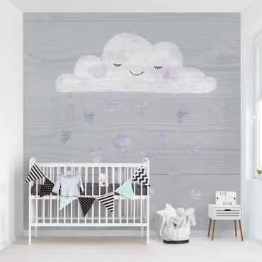 Mural de parede Cloud With Silver Hearts