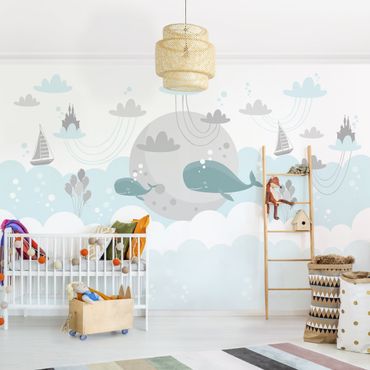 Mural de parede Clouds With Whale And Castle