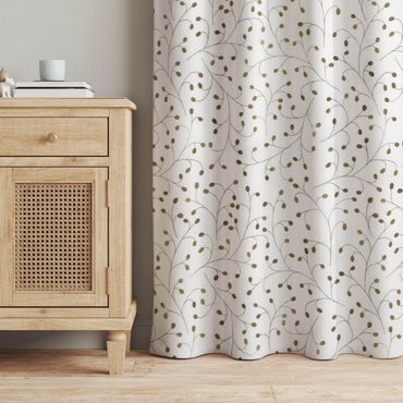Cortinas Delicate Branch Pattern With Dots In Gold
