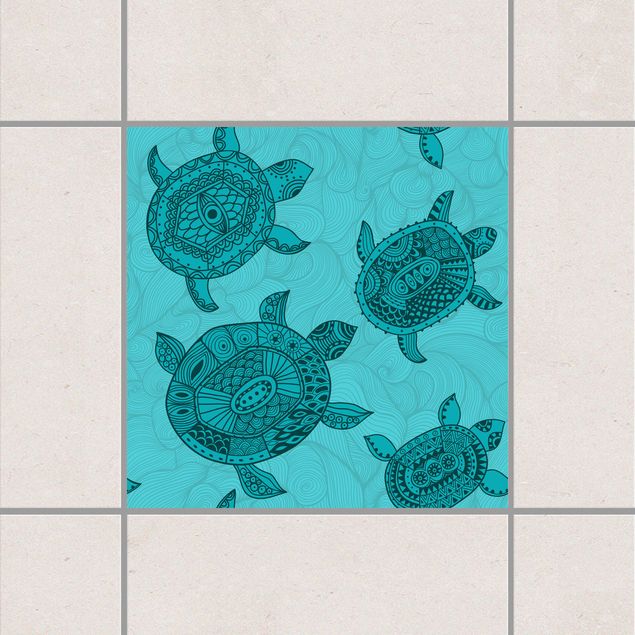 decoraçao para parede de cozinha Polynesian sea turtles