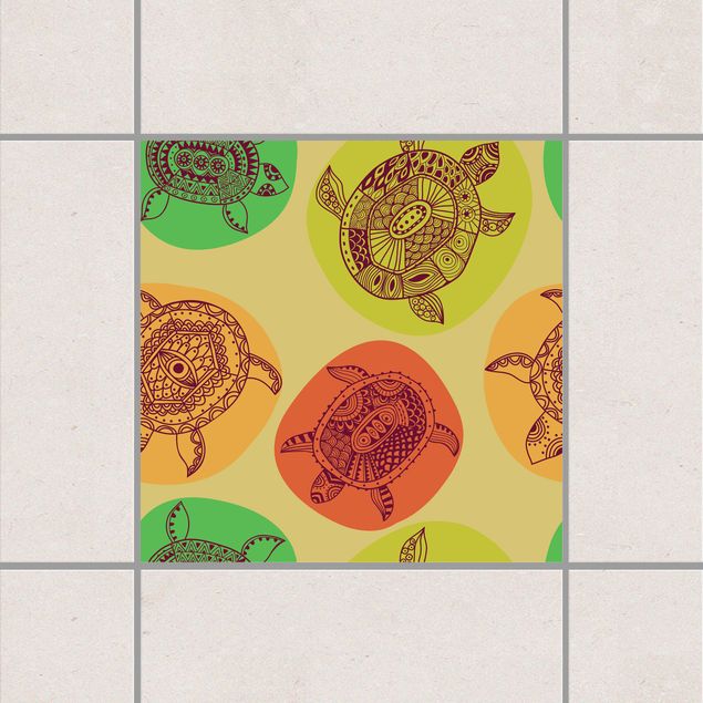 decoraçao para parede de cozinha Tile Stickers - Turtles of the world's oceans