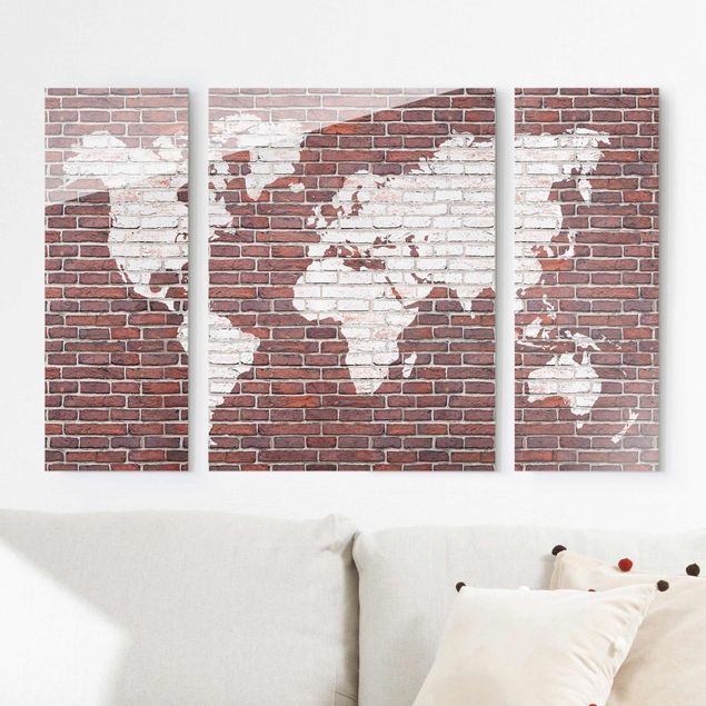 decoraçao para parede de cozinha Brick World Map