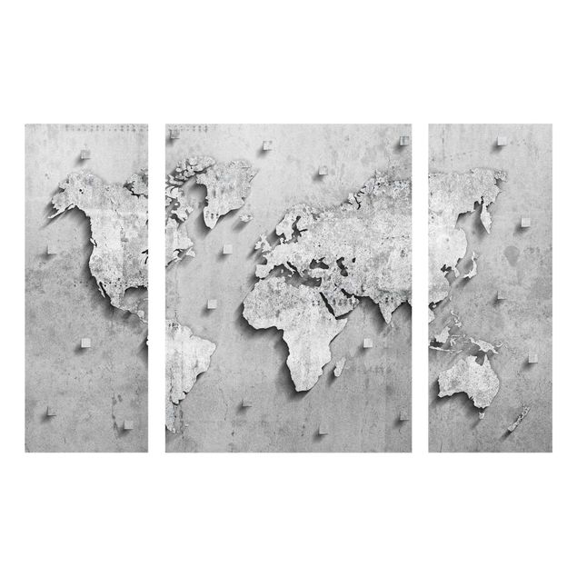 Quadros em vidro mapas Concrete World Map