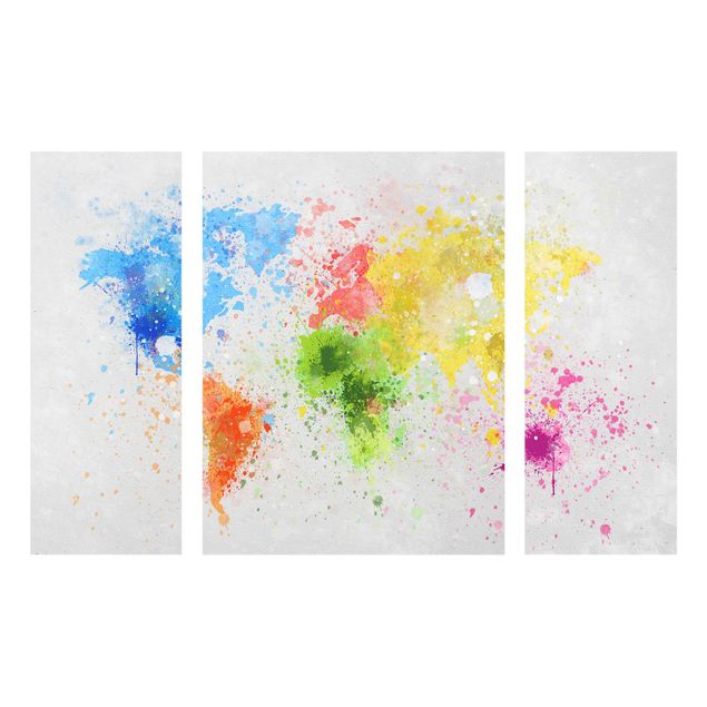 Quadros em vidro mapas Colourful Splodges World Map