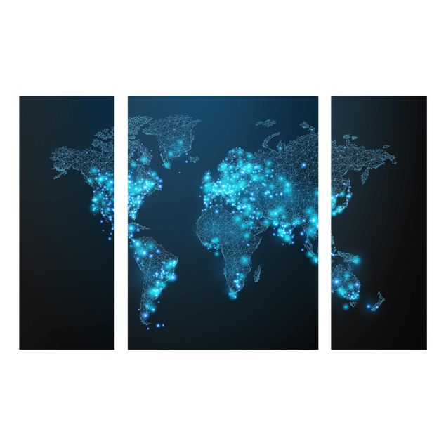 Quadros em vidro mapas Connected World World Map