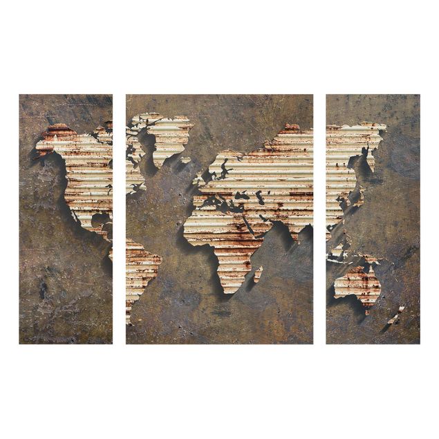 Quadros em vidro mapas Rust World Map