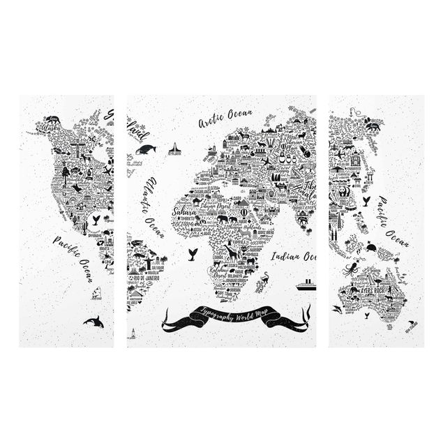 Quadros cidades Typography World Map White