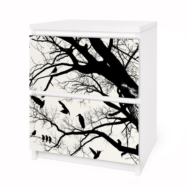 Películas autocolantes preto e branco Vintage Tree in the Sky