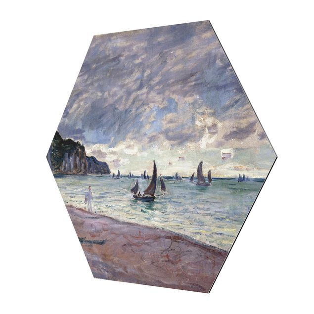 quadros sobre o mar Claude Monet - Fishing Boats In Front Of The Beach And Cliffs Of Pourville