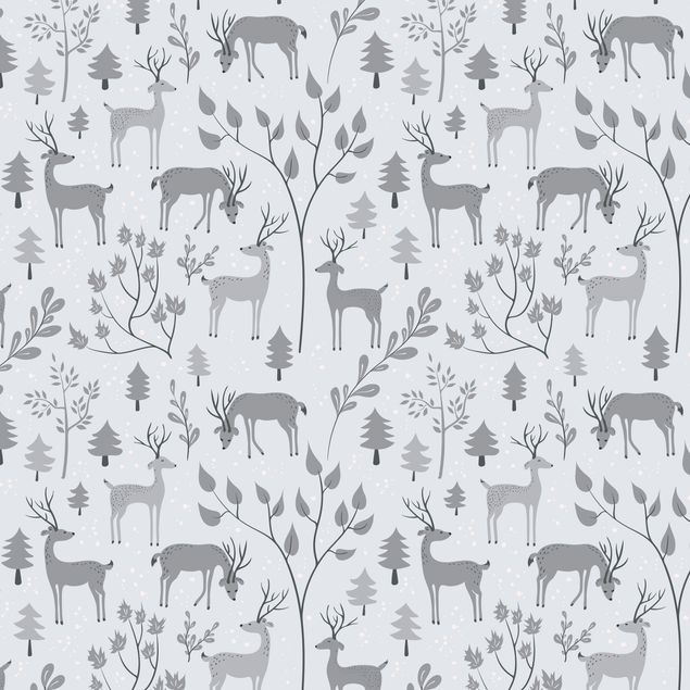 película autocolante Sweet Deer Pattern In Different Shades Of Grey