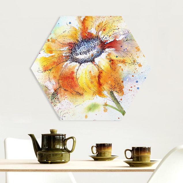 decoraçao para parede de cozinha Painted Sunflower