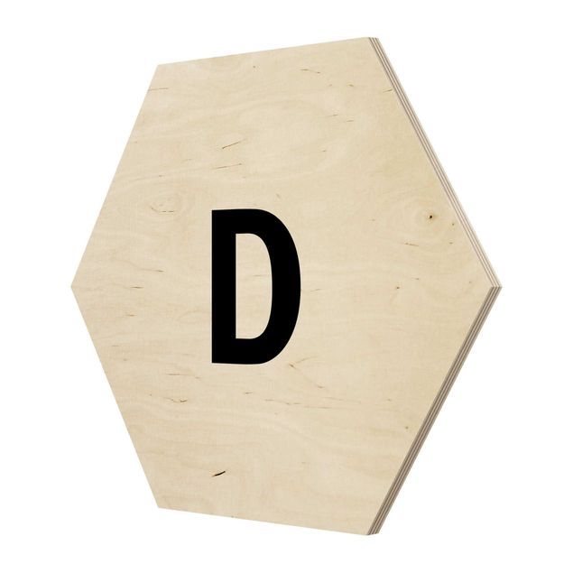 Quadros hexagonais Letter White D