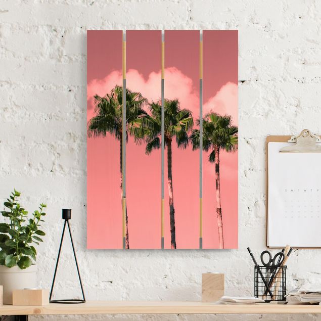 decoraçao para parede de cozinha Palm Trees Against Sky Pink