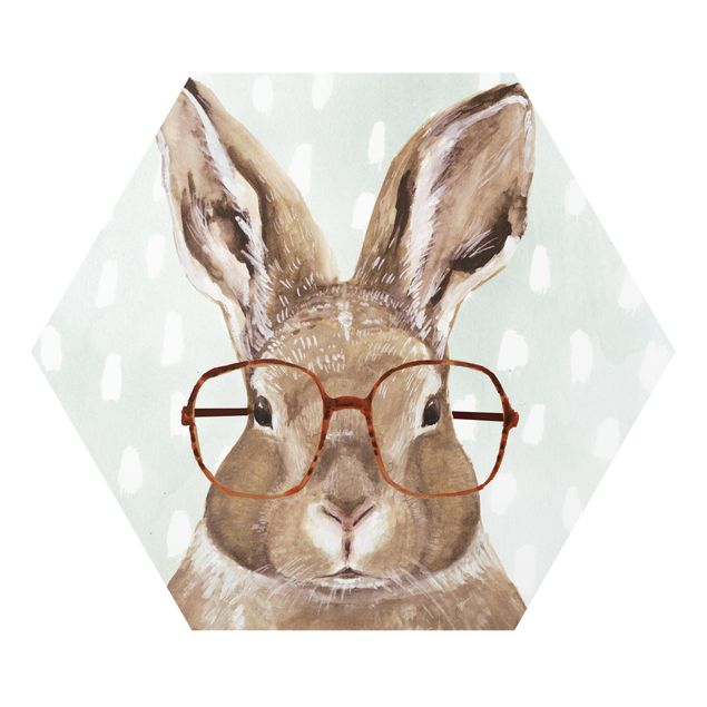 Quadros em marrom Animals With Glasses - Rabbit