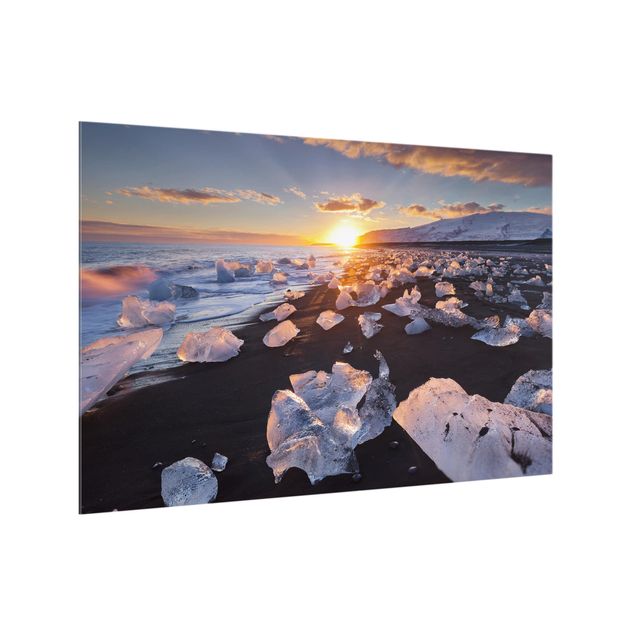 Painel anti-salpicos de cozinha Chunks Of Ice On The Beach Iceland