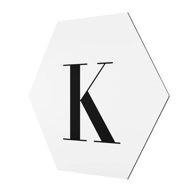 Quadros hexagonais Letter Serif White K
