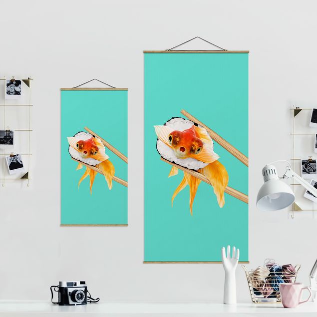 Quadros em turquesa Sushi With Goldfish