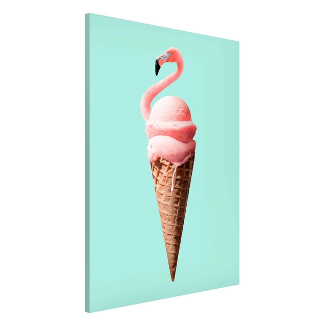 Quadros magnéticos animais Ice Cream Cone With Flamingo