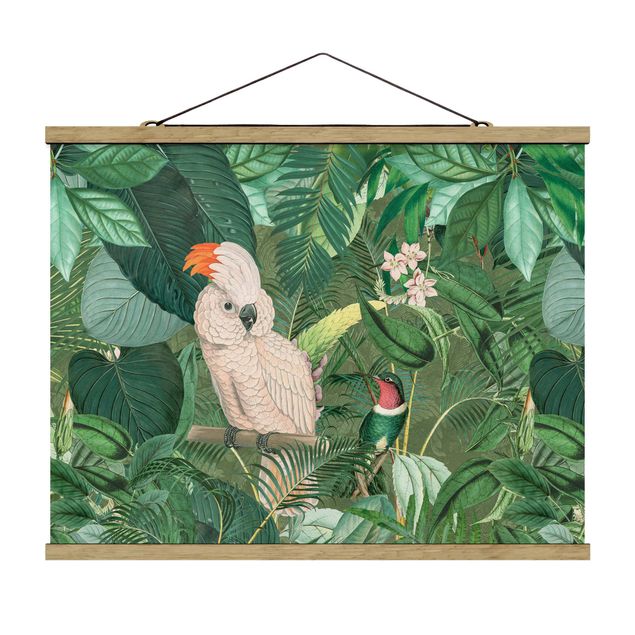 Quadros famosos Vintage Collage - Kakadu And Hummingbird