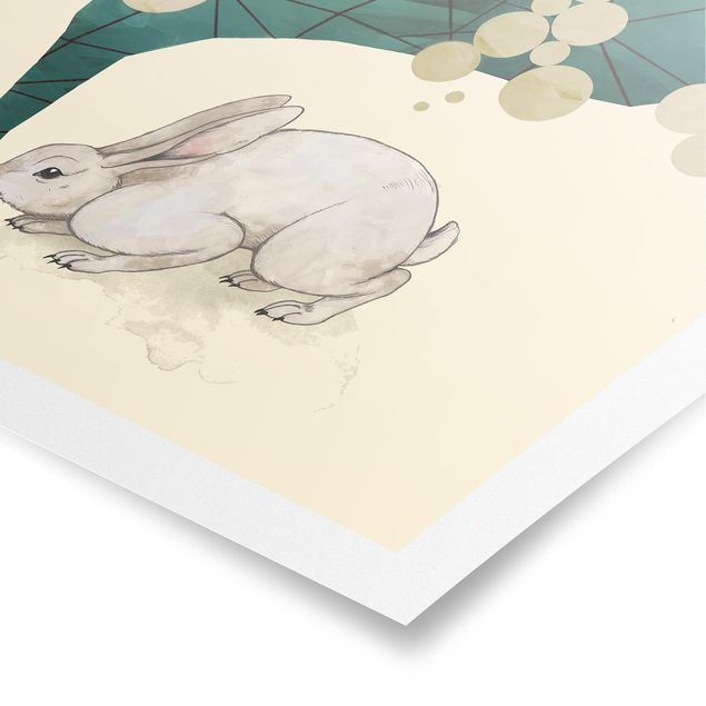 Quadros verdes Illustration Bunny With Dots And Triangles