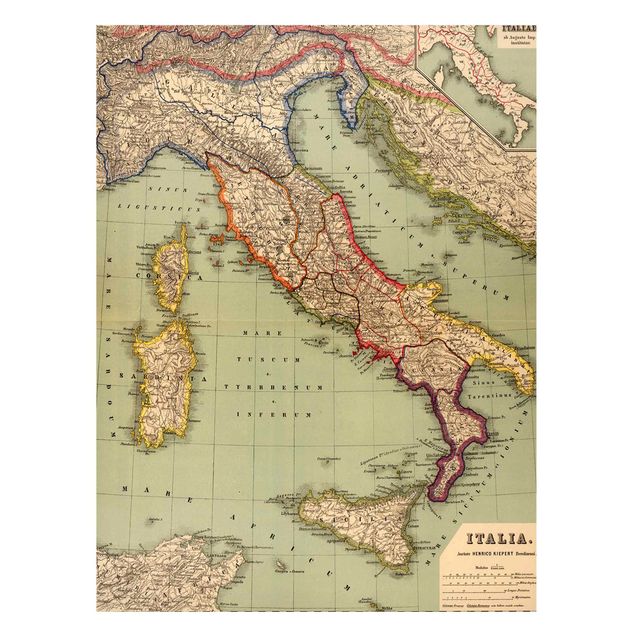 Quadros magnéticos mapas Vintage Map Italy