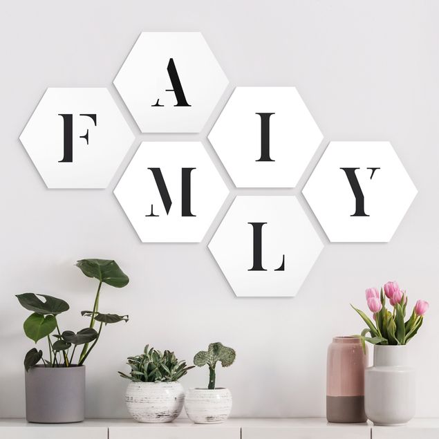 decoraçao para parede de cozinha Letters FAMILY Black Set II