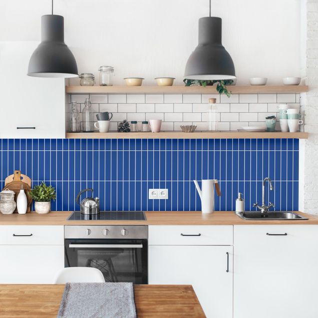 Backsplash de cozinha imitação azulejos Subway Tiles - Blue