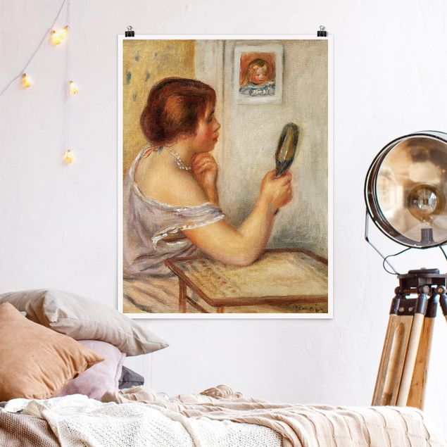 decoraçao para parede de cozinha Auguste Renoir - Gabrielle holding a Mirror or Marie Dupuis holding a Mirror with a Portrait of Coco
