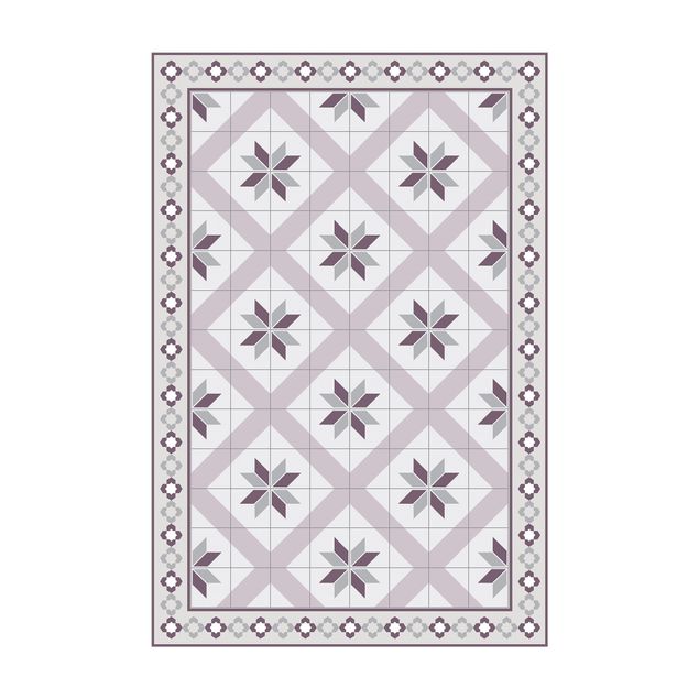 tapetes flores Geometrical Tiles Rhombal Flower Lilac With Border