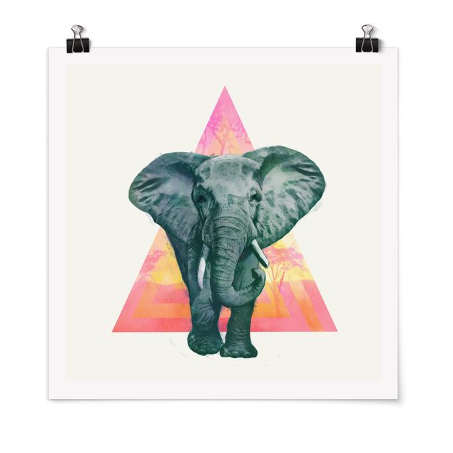 Posters animais Illustration Elephant Front Triangle Painting