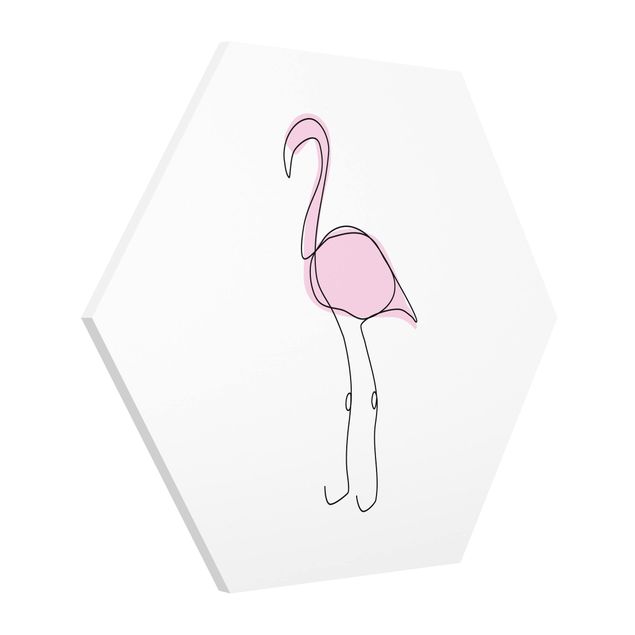 Quadros rosas Flamingo Line Art