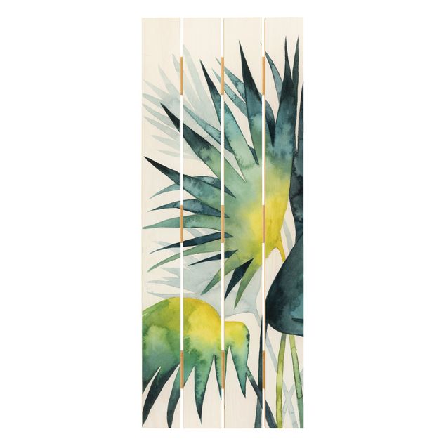 quadro de madeira para parede Tropical Foliage - Fan Palm