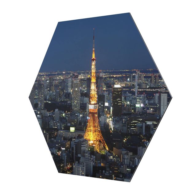 quadro em tons de azul Tokyo Tower