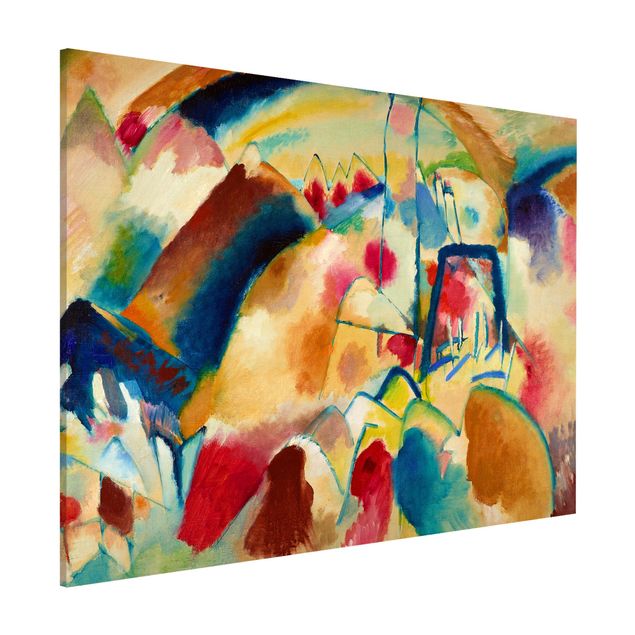 Quadros movimento artístico Expressionismo Wassily Kandinsky - Landscape With Church (Landscape With Red Spotsi)
