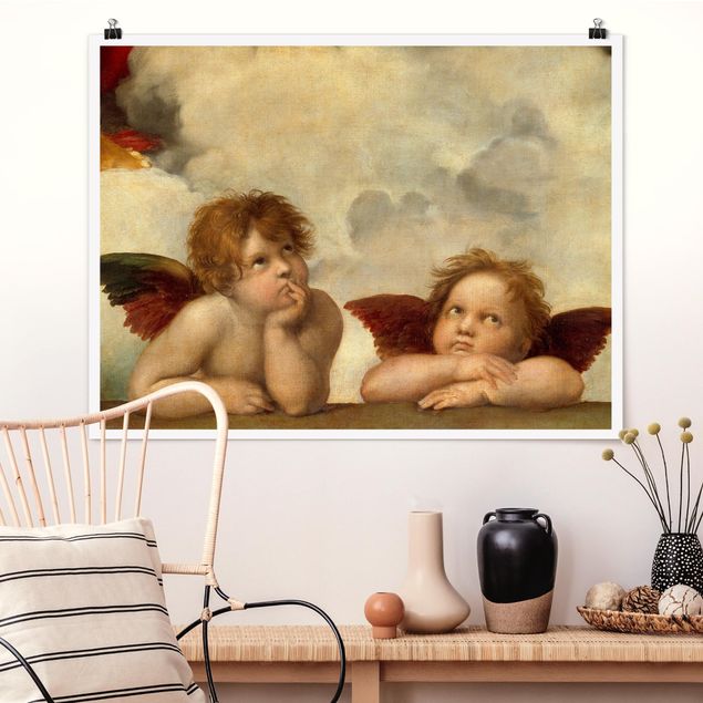 Quadros movimento artístico Expressionismo Raffael - Two Angels. Detail from The Sistine Madonna