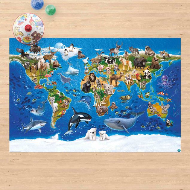 Tapete para varandas Animal Club International - World Map With Animals