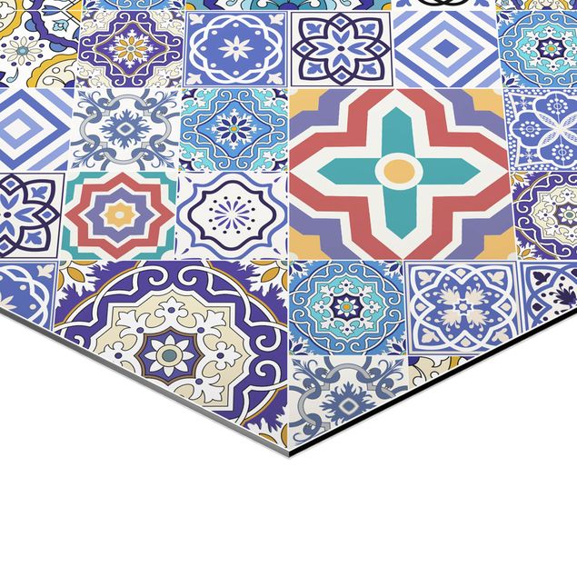 Quadros hexagonais Backsplash - Elaborate Portoguese Tiles