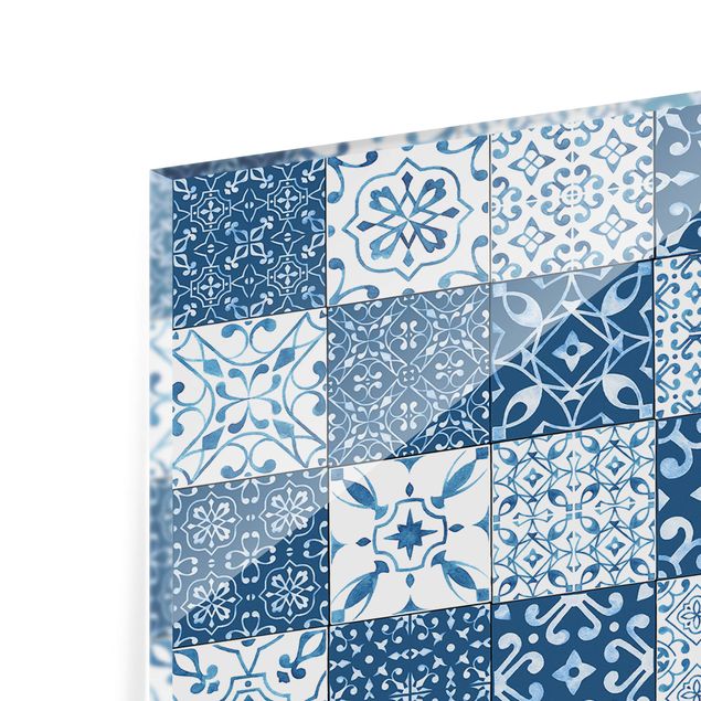 Painel anti-salpicos de cozinha Tile Pattern Mix Blue White