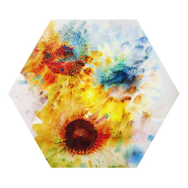 Quadros modernos Watercolour Flowers Sunflowers