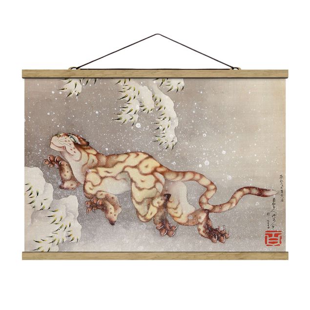 Quadros famosos Katsushika Hokusai - Tiger in a Snowstorm