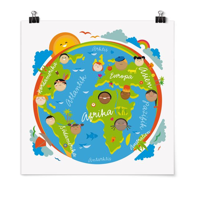 quadro mapa mundo No.EK126 Kids World